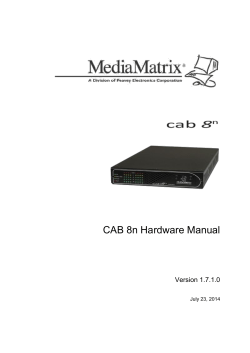 CAB 8n Hardware Manual  Version 1.7.1.0 July 23, 2014