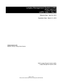 Langley Management System (LMS) Policy Manual LAPD 1000.1. Rev D