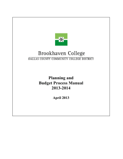 Planning and Budget Process Manual 2013-2014 April 2013