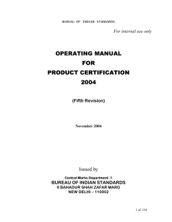 OPERATING MANUAL FOR  PRODUCT CERTIFICATION
