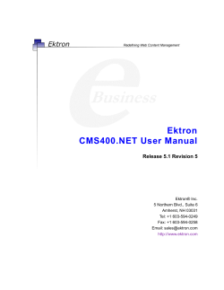 Ektron CMS400.NET User Manual Release 5.1 Revision 5