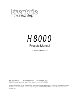 H8000  Presets Manual 
