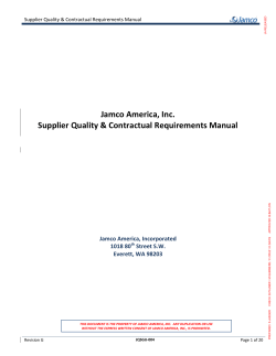 Jamco America, Inc. Supplier Quality &amp; Contractual Requirements Manual  Jamco America, Incorporated