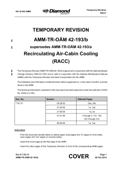 TEMPORARY REVISION AMM-TR-OÄM 42-193/b Recirculating Air-Cabin Cooling (RACC)