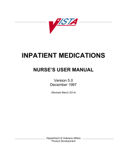 INPATIENT MEDICATIONS  NURSE’S USER MANUAL Version 5.0
