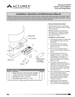 Installation, Operation and Maintenance Manual Document 476376 Grease Trap Installation