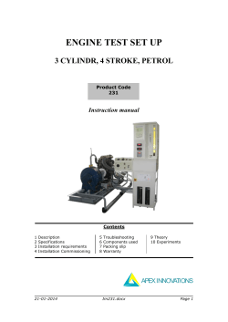 ENGINE TEST SET UP  3 CYLINDR, 4 STROKE, PETROL Instruction manual