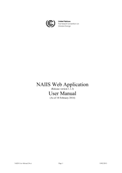 NAIIS Web Application User Manual  (Release version 1.1.3)