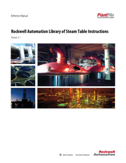 Rockwell Automation Library of Steam Table Instructions Reference Manual Version 3.1