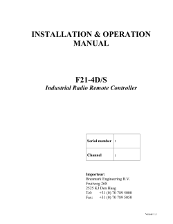 INSTALLATION &amp; OPERATION MANUAL F21-4D/S