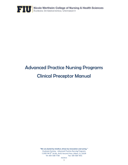 Advanced Practice Nursing Programs Clinical Preceptor Manual  