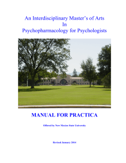 An Interdisciplinary Masters of Arts In Psychopharmacology for
