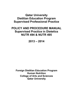 Qatar University Dietitian Education Program Supervised Professional Practice POLICY AND PROCEDURE MANUAL