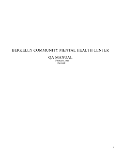 BERKELEY COMMUNITY MENTAL HEALTH CENTER QA MANUAL February 2011
