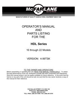 OPERATOR’S MANUAL AND PARTS LISTING