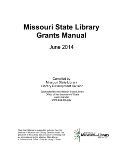 Missouri State Library Grants Manual June 2014