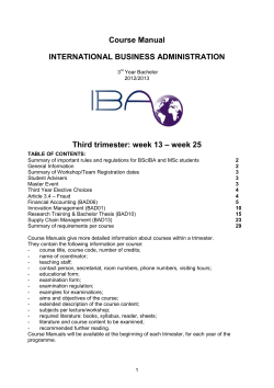 Course Manual INTERNATIONAL BUSINESS ADMINISTRATION – week 25 Third trimester: week 13