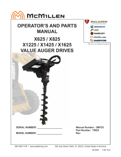 OPERATOR’S	AND	PARTS MANUAL X625	/	X825 X1225	/	X1425	/	X1625