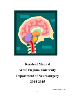 Resident Manual West Virginia University Department of Neurosurgery 2014-2015