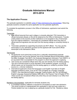 Graduate Admissions Manual 2013-2014  The Application Process