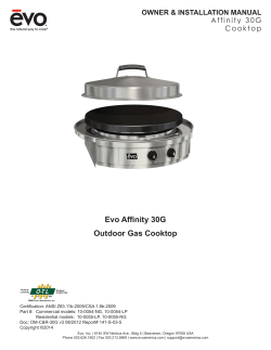 Evo Affi nity 30G Outdoor Gas Cooktop OWNER &amp; INSTALLATION MANUAL