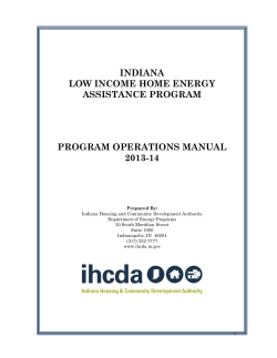 INDIANA LOW INCOME HOME ENERGY ASSISTANCE PROGRAM