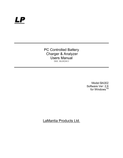 LP PC Controlled Battery Charger &amp; Analyzer Users Manual