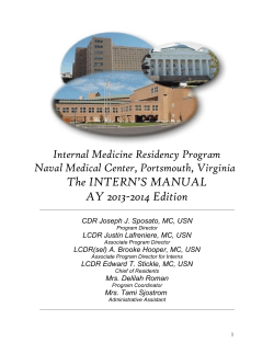 The INTERN’S MANUAL AY 2013-2014 Edition Internal Medicine Residency Program