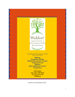 Offering Foundation Studies Waldorf Elementary Teacher Preparation and
