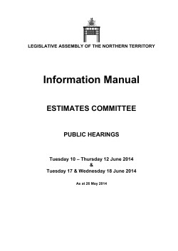 Information Manual ESTIMATES COMMITTEE PUBLIC HEARINGS