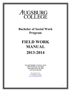 FIELD WORK MANUAL 2013-2014