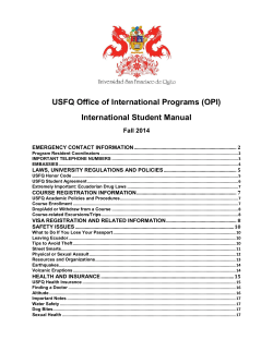 USFQ Office of International Programs (OPI) International Student Manual Fall 2014
