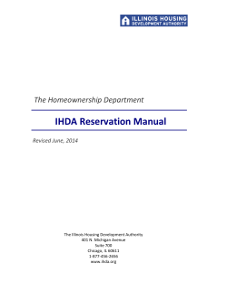 IHDA Reservation Manual The Homeownership Department r Revised June, 2014