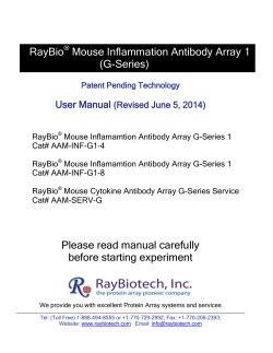 RayBio Mouse Inflammation Antibody Array 1 (G-Series) User Manual