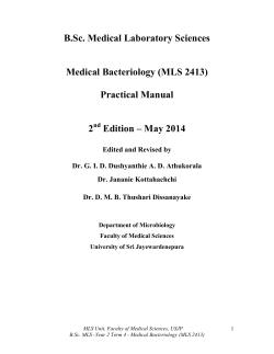 B.Sc. Medical Laboratory Sciences  Medical Bacteriology (MLS 2413) Practical Manual
