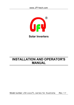 INSTALLATION AND OPERATOR'S MANUAL Solar Inverters www.JFY-tech.com