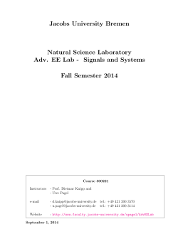 Jacobs University Bremen Natural Science Laboratory Fall Semester 2014