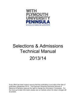 Selections &amp; Admissions Technical Manual 2013/14