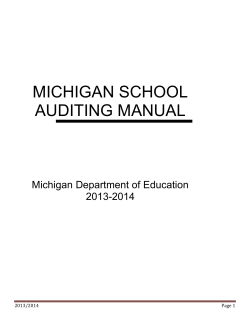 MICHIGAN SCHOOL  AUDITING MANUAL Michigan Department of Education