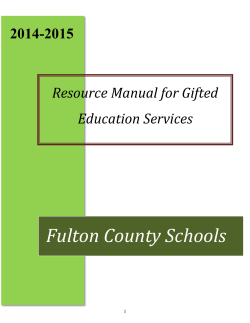 Fulton County Schools 2014-2015 Resource Manual for Gifted Education Services