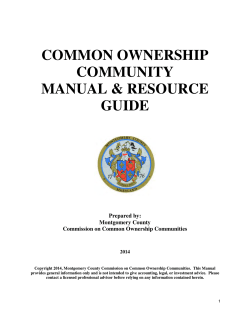 COMMON OWNERSHIP COMMUNITY MANUAL &amp; RESOURCE