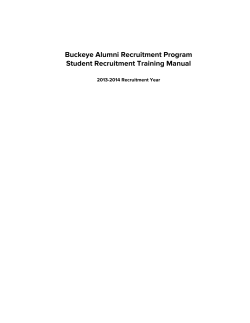 Buckeye Alumni Recruitment Program Student Recruitment Training Manual 2013-2014 Recruitment Year