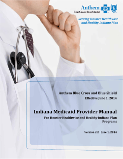 Indiana Medicaid Provider Manual Anthem Blue Cross and Blue Shield