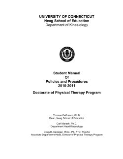 UNIVERSITY OF CONNECTICUT Neag School of Education  Student Manual