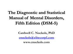 The Diagnostic and Statistical Manual of  Mental Disorders, Fifth Edition (DSM-5)