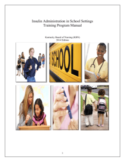 Insulin Administration in School Settings Training Program Manual