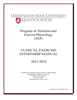 Program in Nutrition and Exercise Physiology (NEP) CLINICAL EXERCISE