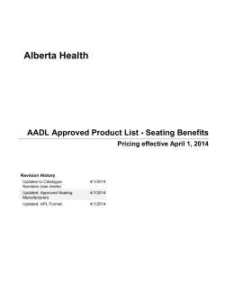 Alberta Health AADL Approved Product List - Seating Benefits Revision History