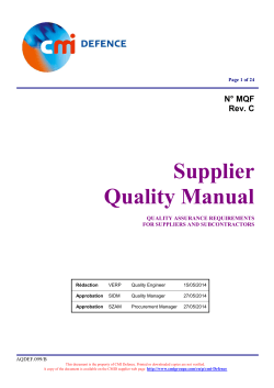 Supplier Quality Manual  N° MQF
