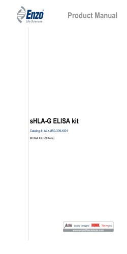 Product Manual sHLA-G ELISA kit Catalog #: ALX-850-309-KI01